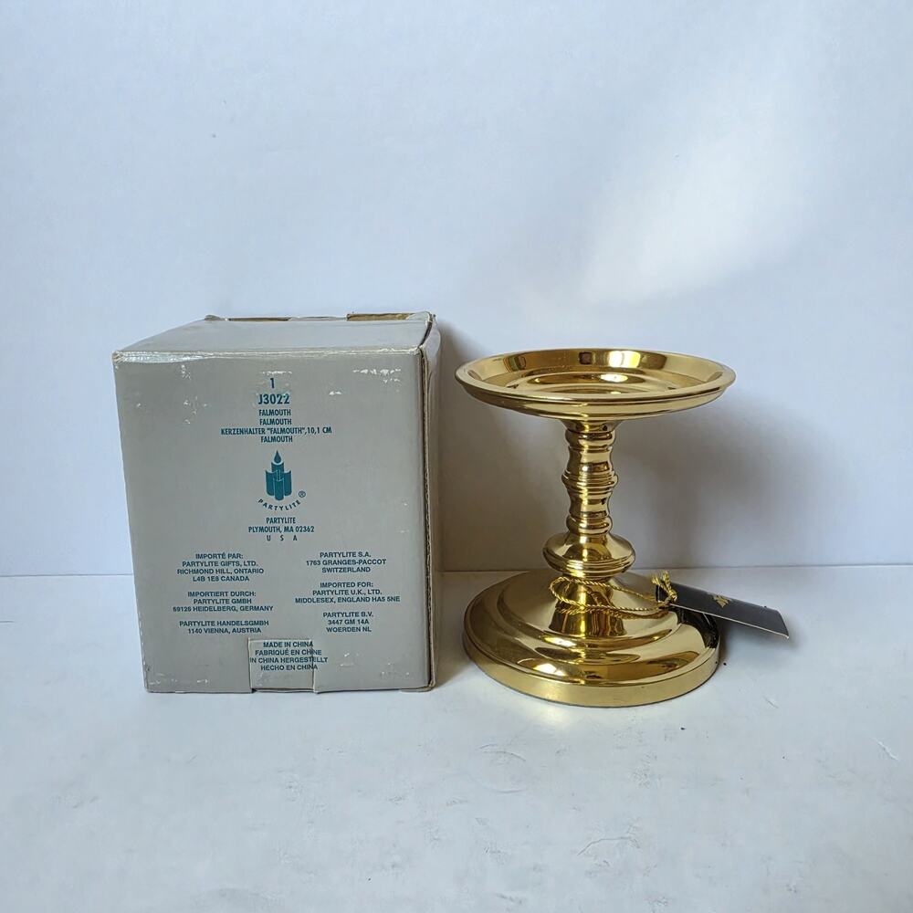 Vintage PartyLite 4" Brass Holder Pillar Candle Falmouth J3022 Retired